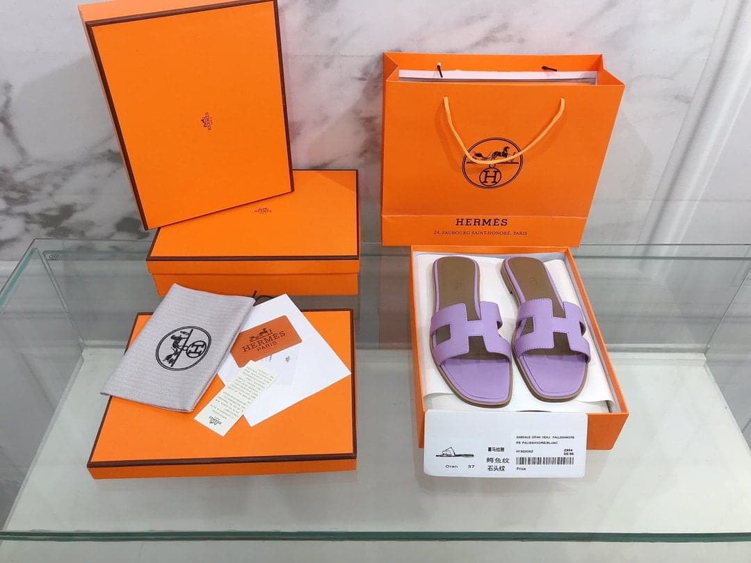 (1:1 replica) Hermes Oran Sandal Purple For Women, Women s Shoes H021056Z