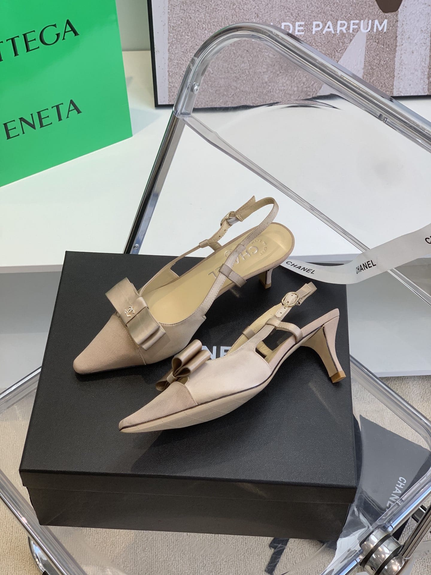 (1:1 replica) Chanel Slingbacks Beige For Women, Women s Shoes
