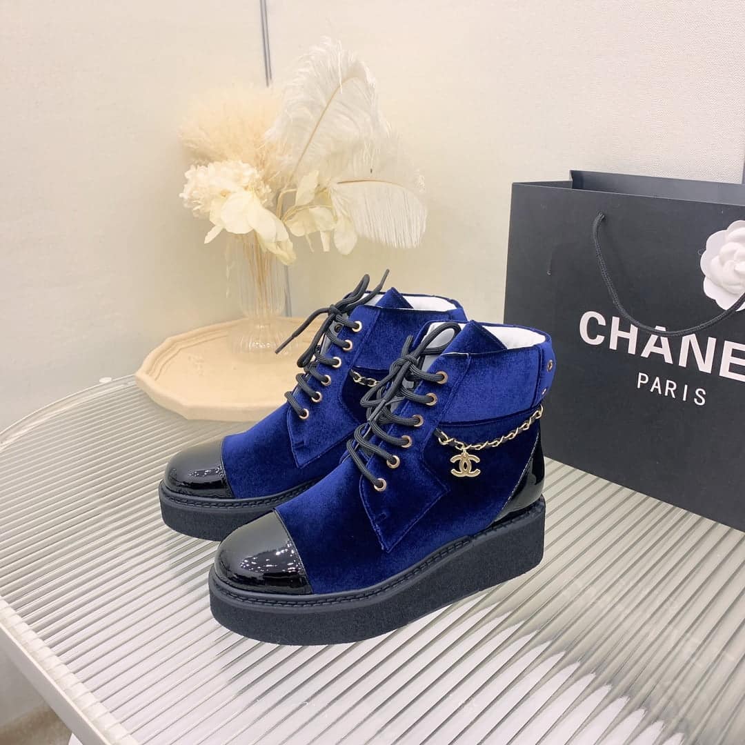 (1:1 replica) Chanel Women s Lace-Ups Blue For Women