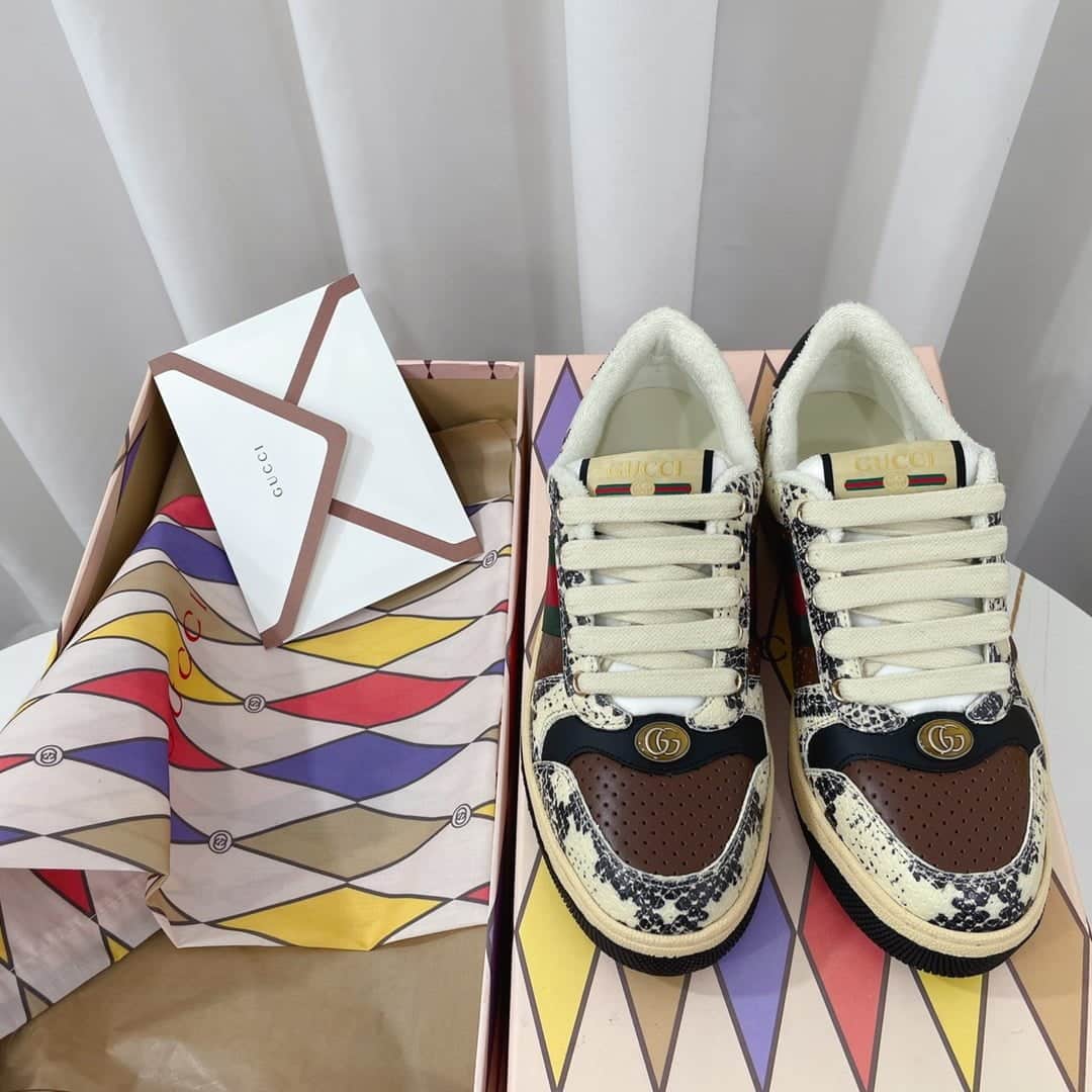 (1:1 replica) Gucci Women s Screener Sneaker Beige For Women GG