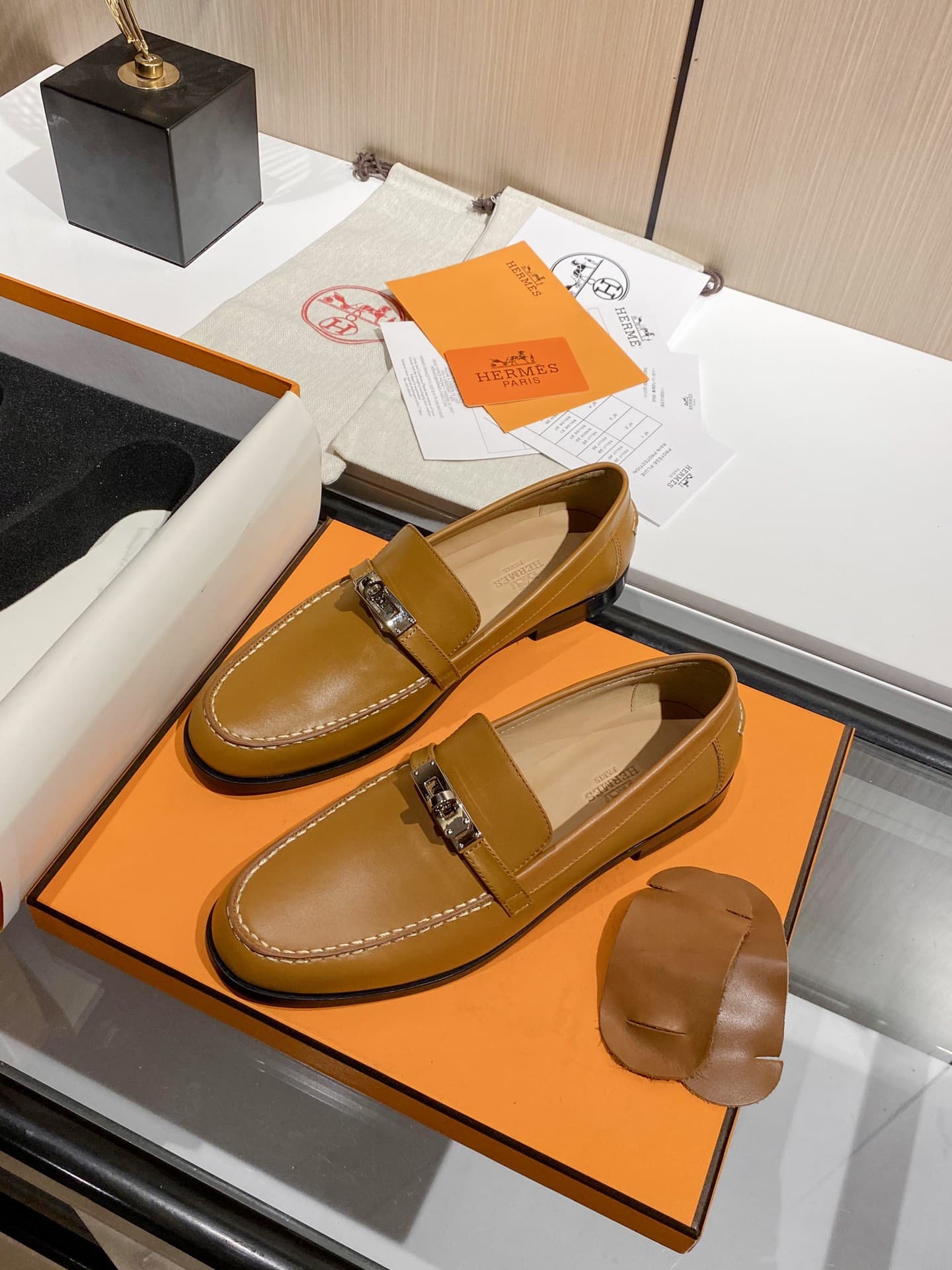 (1:1 replica) Hermes Destin Loafer Brown For Women, Women s Shoes H212114Z
