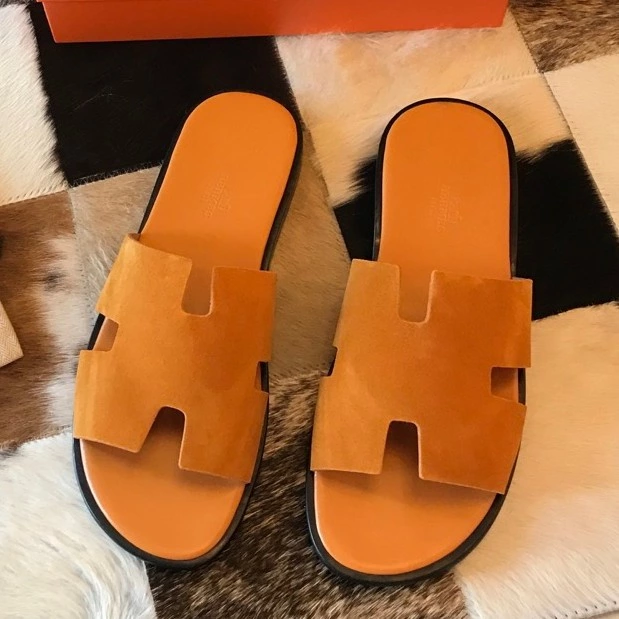 (1:1 replica) HERMES MEN S IZMIR SANDALS IN YELLOW SUEDE CALFSKIN HMSD039