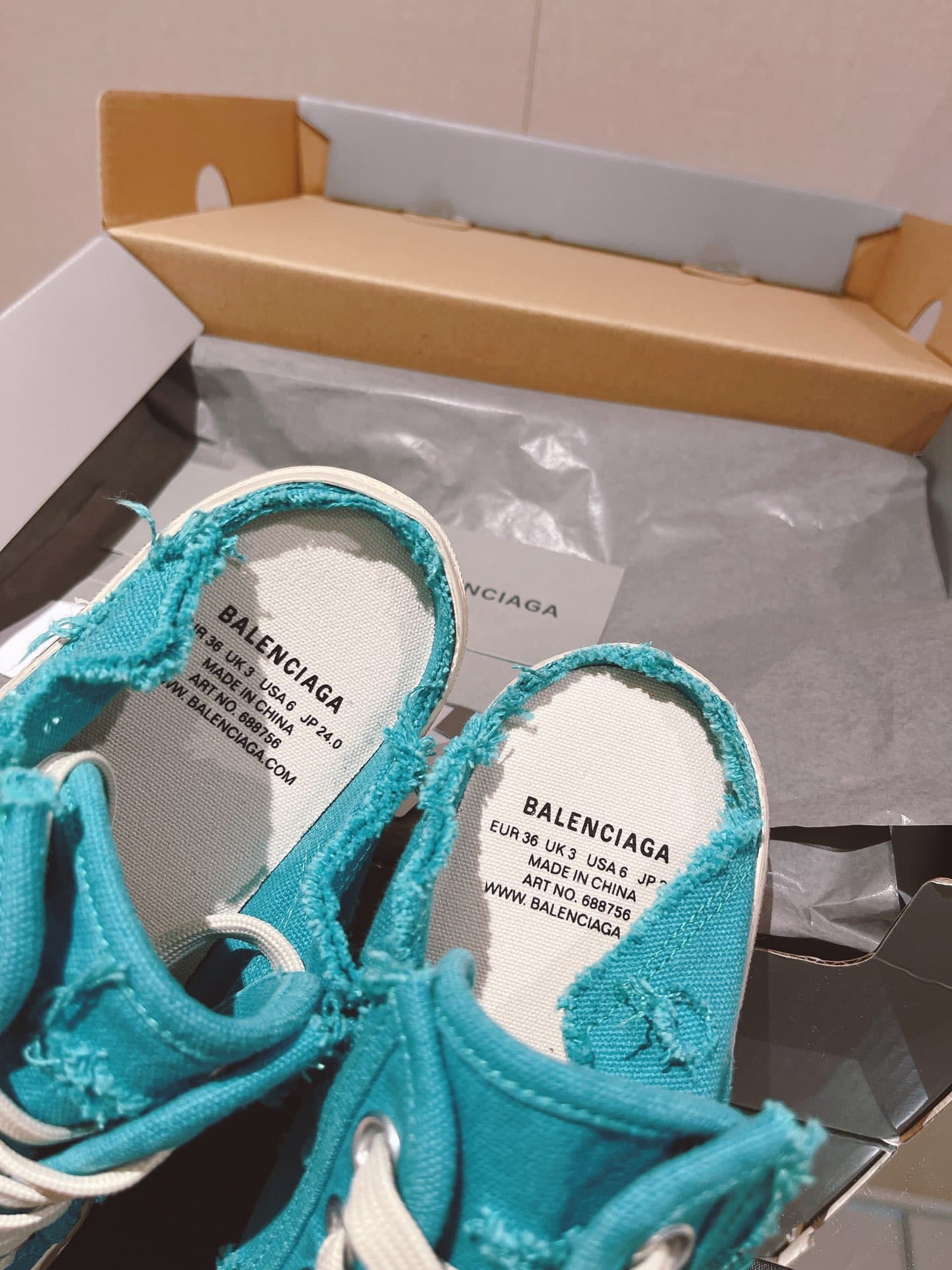 (1:1 replica) Balenciaga Paris Trainers Mule Blue For Women