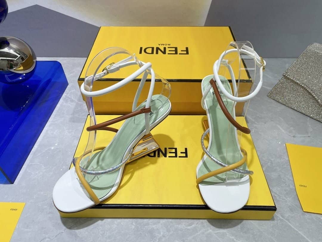 (1:1 replica) Fendi First White Nappa High-Heeled Sandals For Women 8X8274AHIUF1GZS