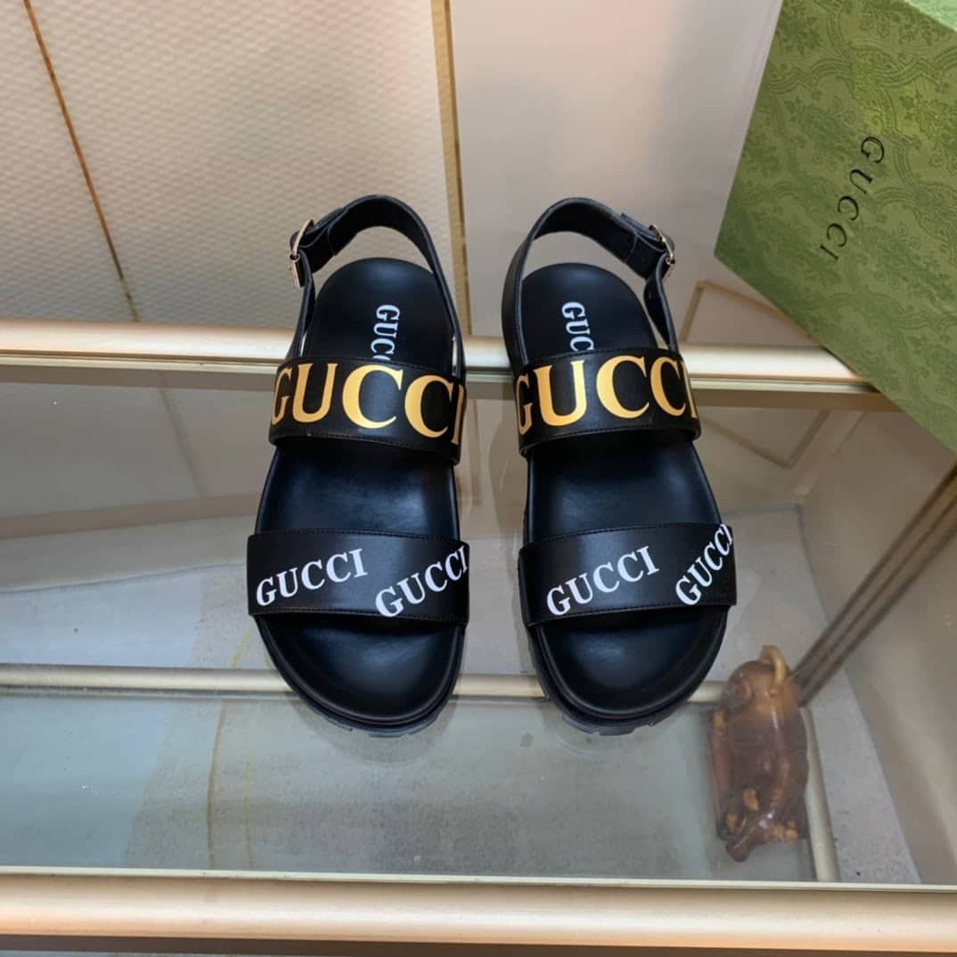 (1:1 replica) Gucci Women s Tiger And Buckle Sandal Black For Women GG