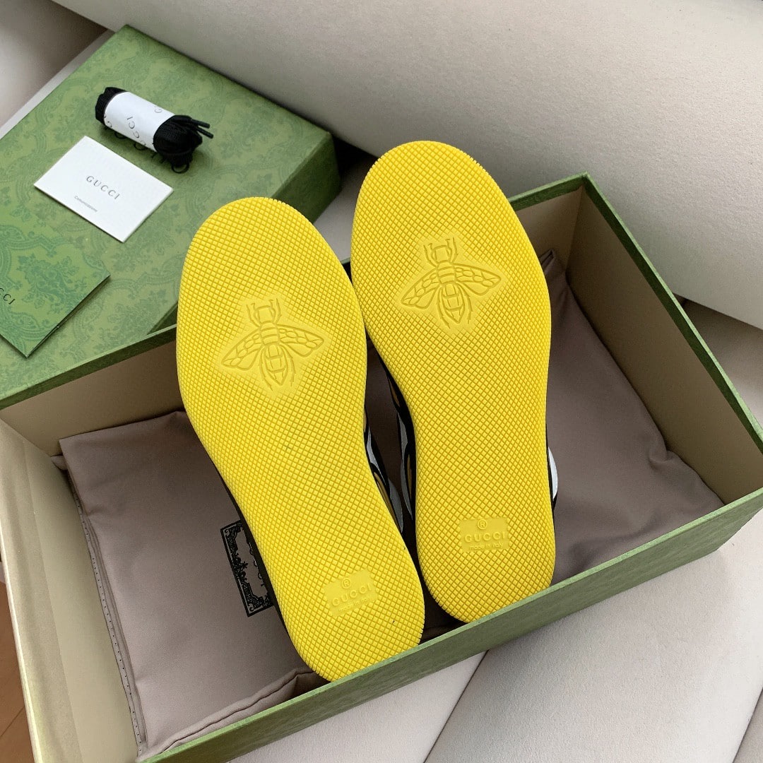 (1:1 replica) Gucci Women s Basket Sneaker Black Yellow And White For Women 661308 2SH90 1098