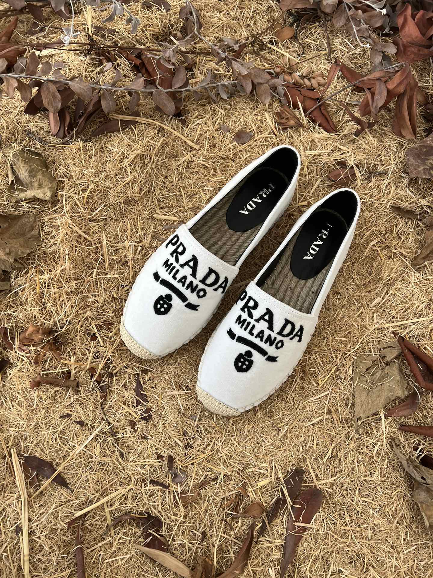 (1:1 replica) Prada Espadrillas In Velluto White For Women 0.8in/20mm PRD