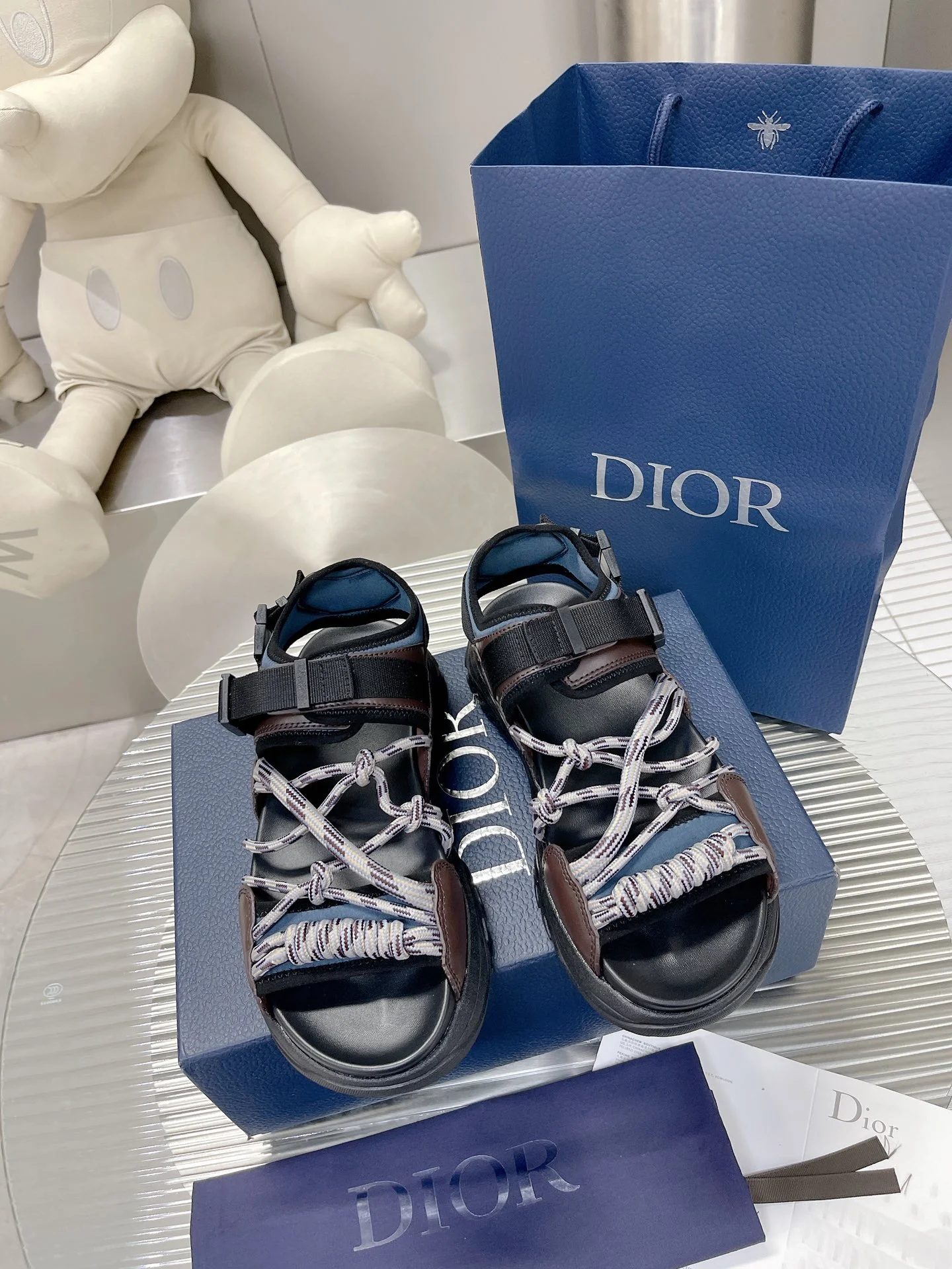 (1:1 replica) Christian Dior Women s Dior H-Town Sandal Brown And Blue For Women CD