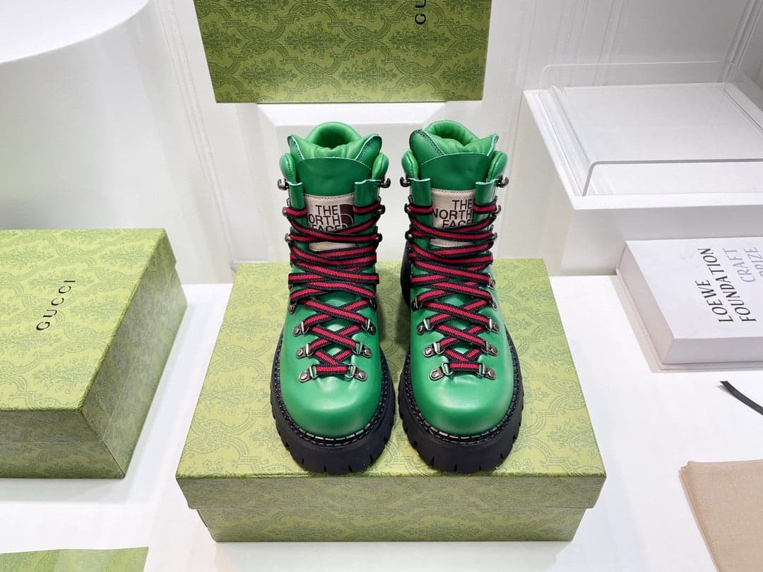 (1:1 replica) Gucci The North Face x Gucci Boot Green For Women 679913 17U10 3727