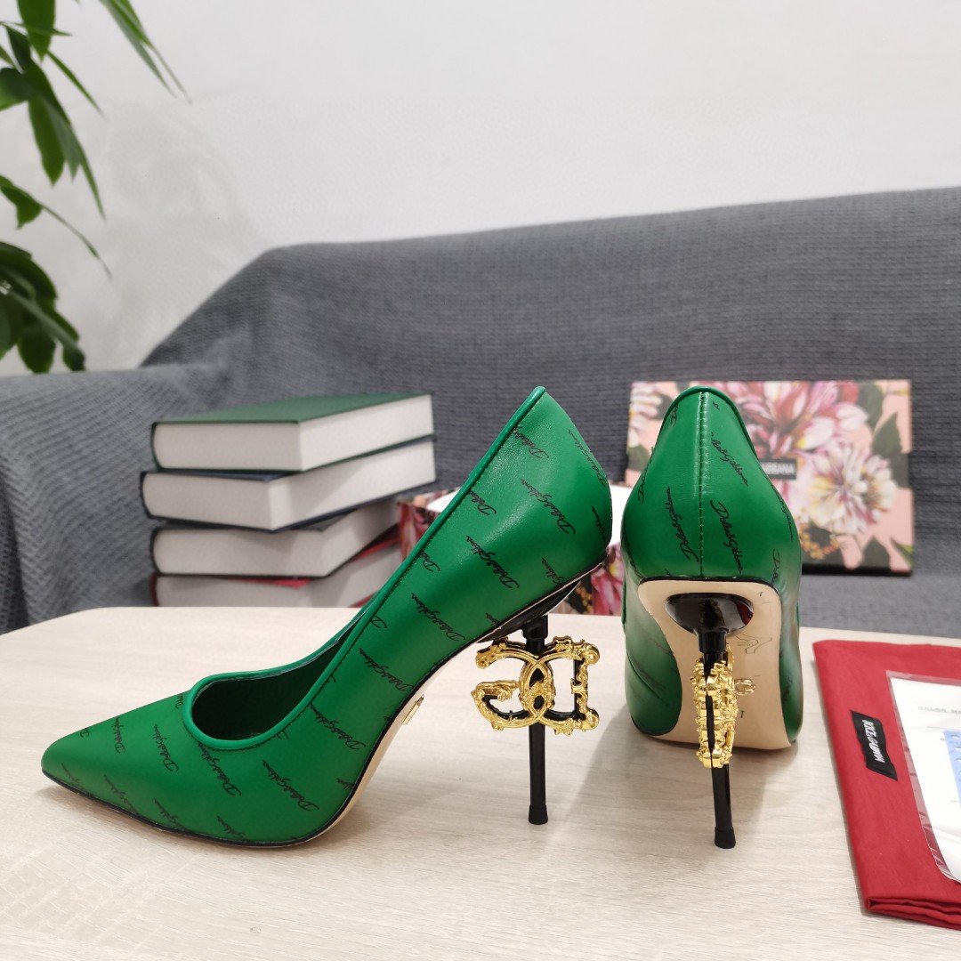 (1:1 replica) Dolce Gabbana Nappa Pumps Green For Women DG Shoes