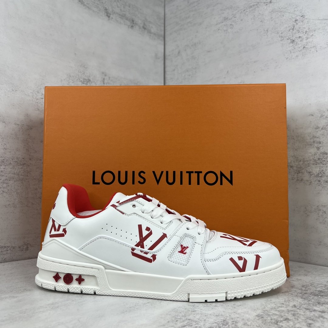 (1:1 replica) Louis Vuitton Women s LV Trainer Sneaker Red For Women LV
