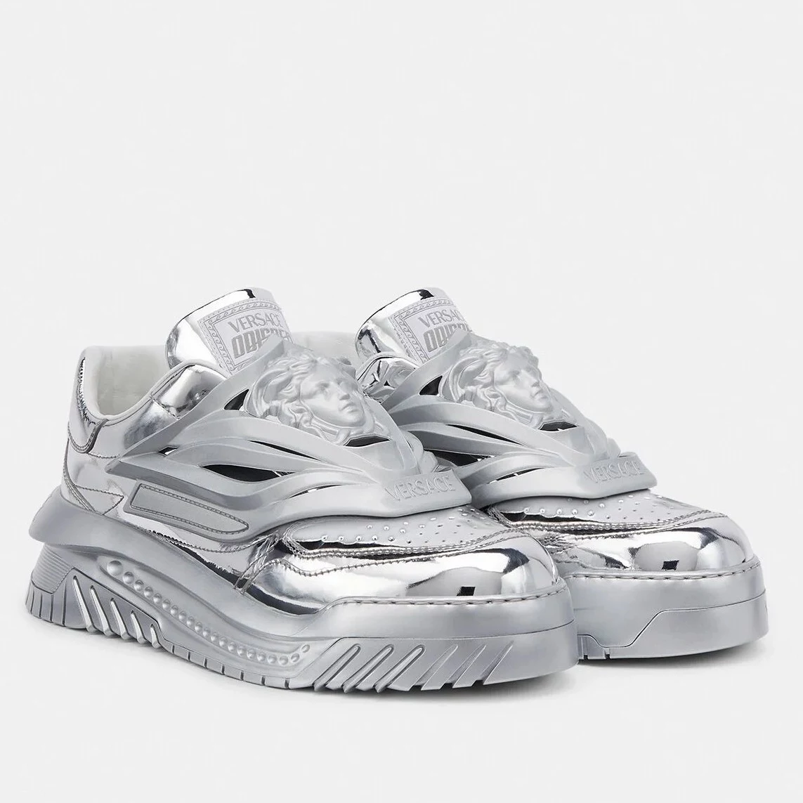 (1:1 replica) VERSACE WOMEN S ODISSEA SNEAKERS IN SILVER LEATHER VSS019