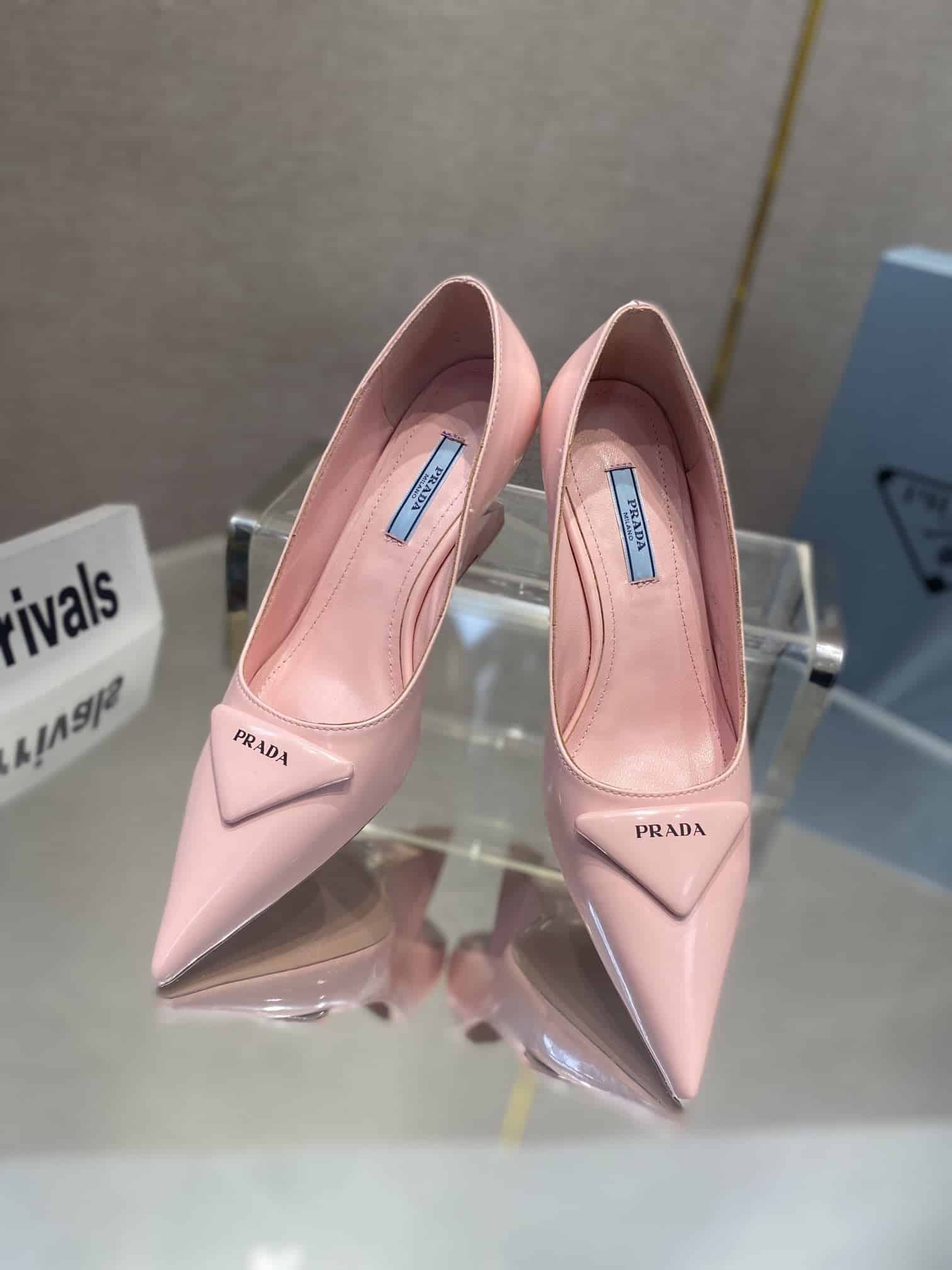 (1:1 replica) Prada Brushed Pumps Pink For Women 2.6in/65mm PRD
