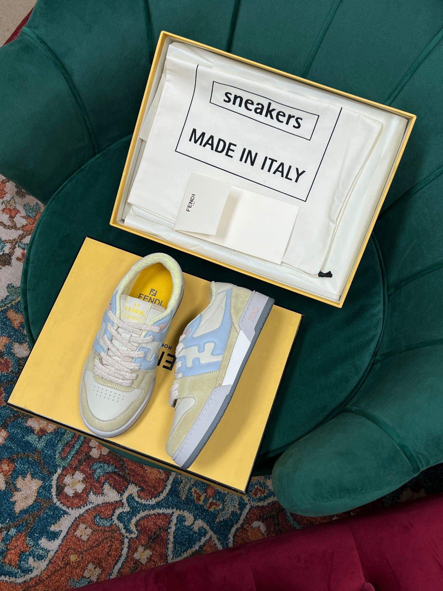 (1:1 replica) Fendi Match Low Tops In Yellow For Women 8E8252AI1NF1H1F
