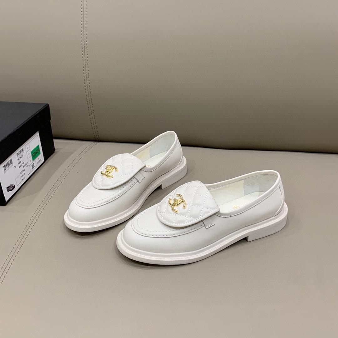 (1:1 replica) Chanel Loafers White For Women, Women s Shoes G36646