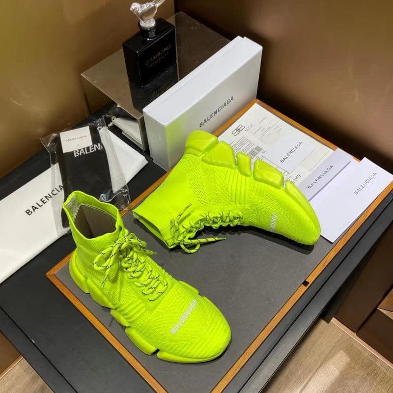 (1:1 replica) Balenciaga Speed 2.0 Lace-Up Recycled Knit Trainers Yellow For Women