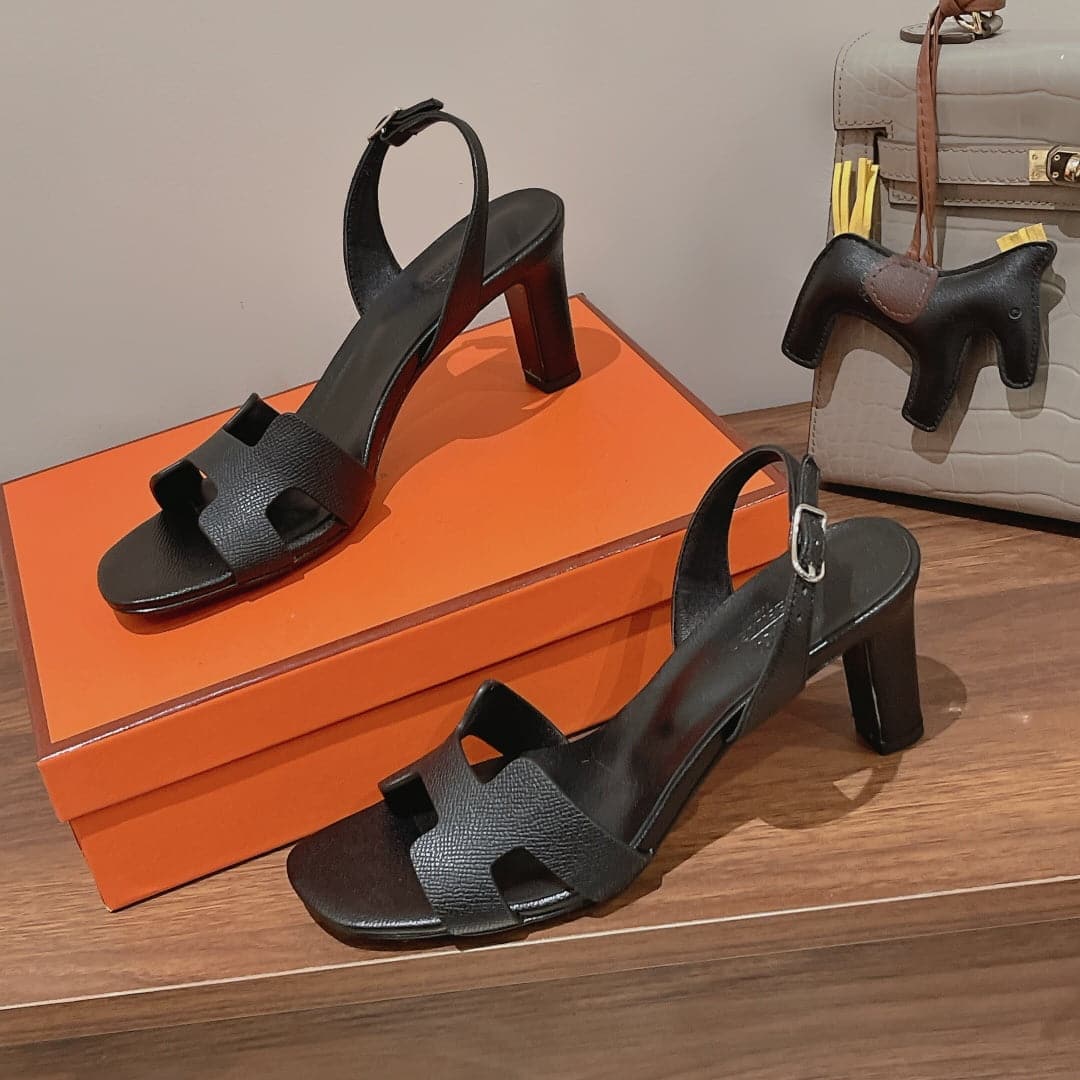 (1:1 replica) Hermes Eternite Sandal Noir For Women 2.7in/7cm H222275Z 02375