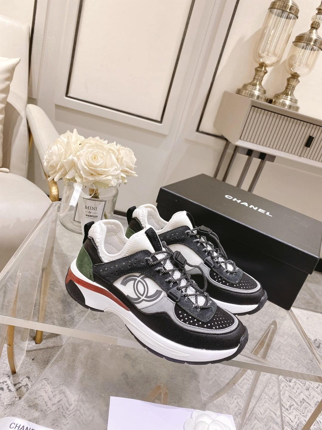 (1:1 replica) Chanel Women s Camellia Flower Slingback Black And Dark Gray For Women G39488 Y56142 K4948