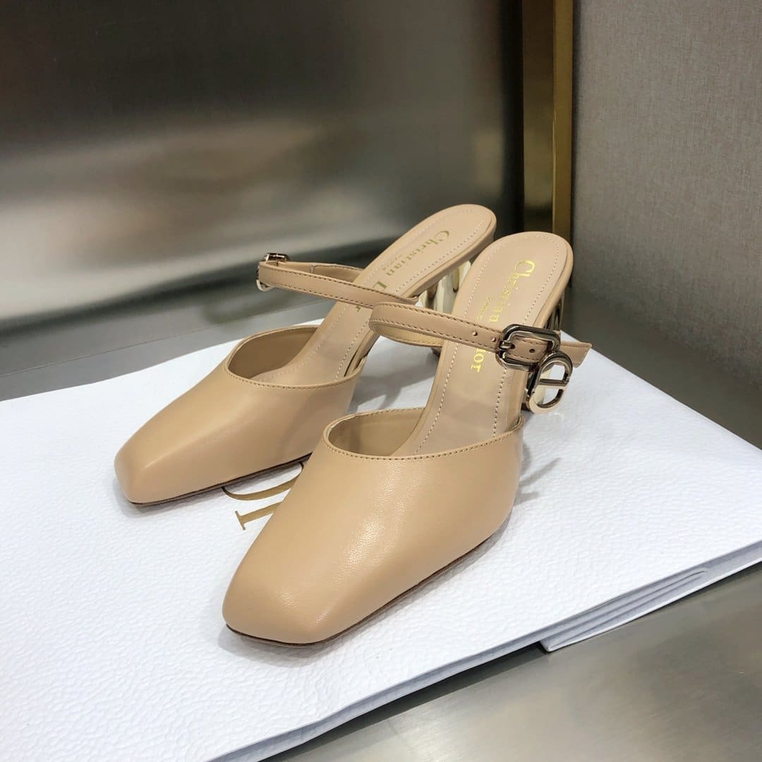 (1:1 replica) Christian Dior Rhodes Heeled Mule Nude For Women CD