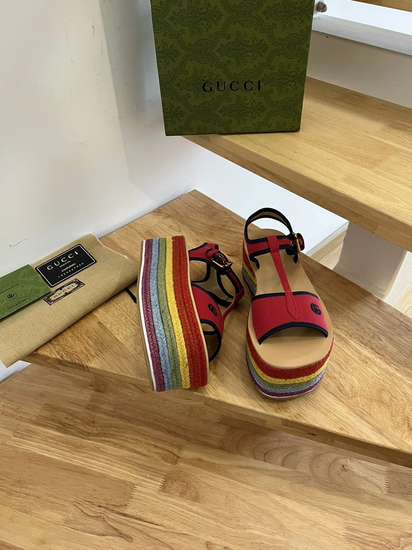 (1:1 replica) Gucci Women s Platform Sandal Red For Women GG