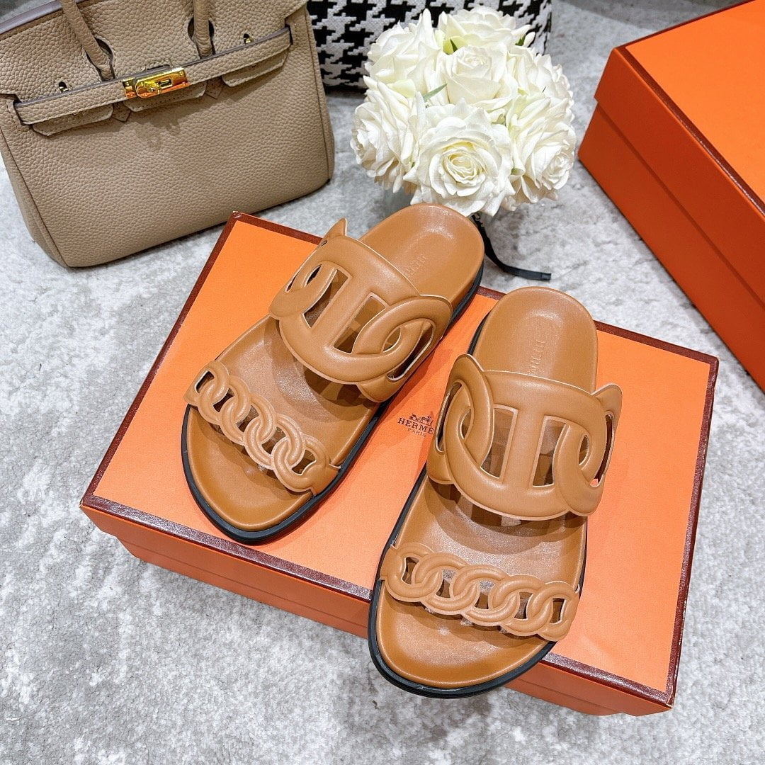 (1:1 replica) Hermes Extra Sandal Brown For Women, Women s Shoes H221146Z A3355