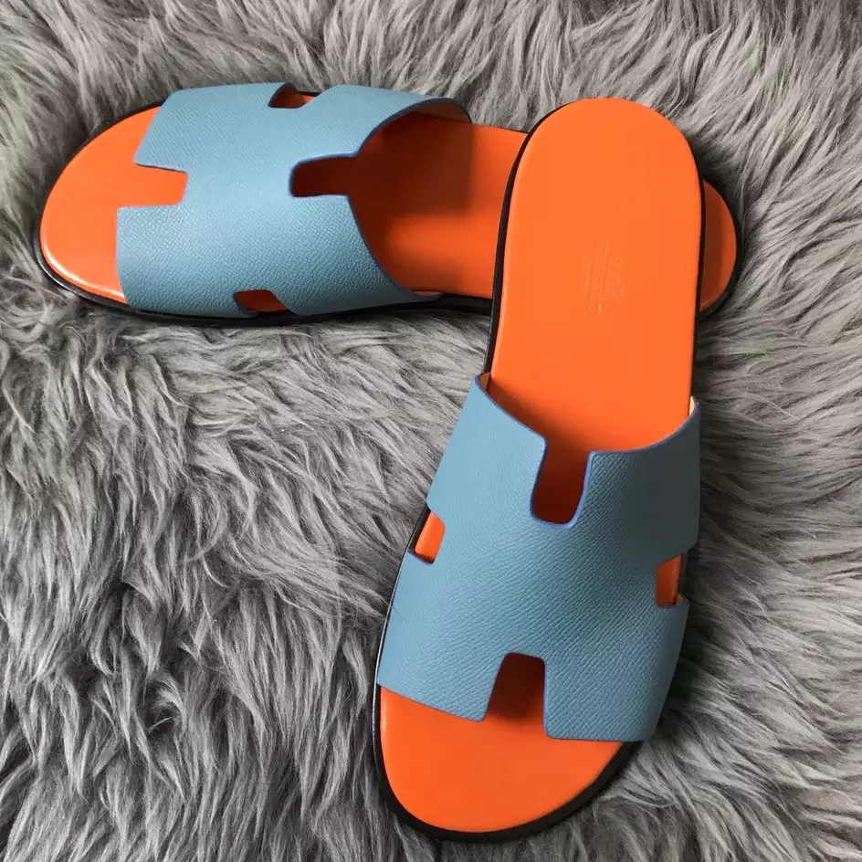 (1:1 replica) HERMES MEN S IZMIR SANDALS IN BLUE EPSOM CALFSKIN HMSD023