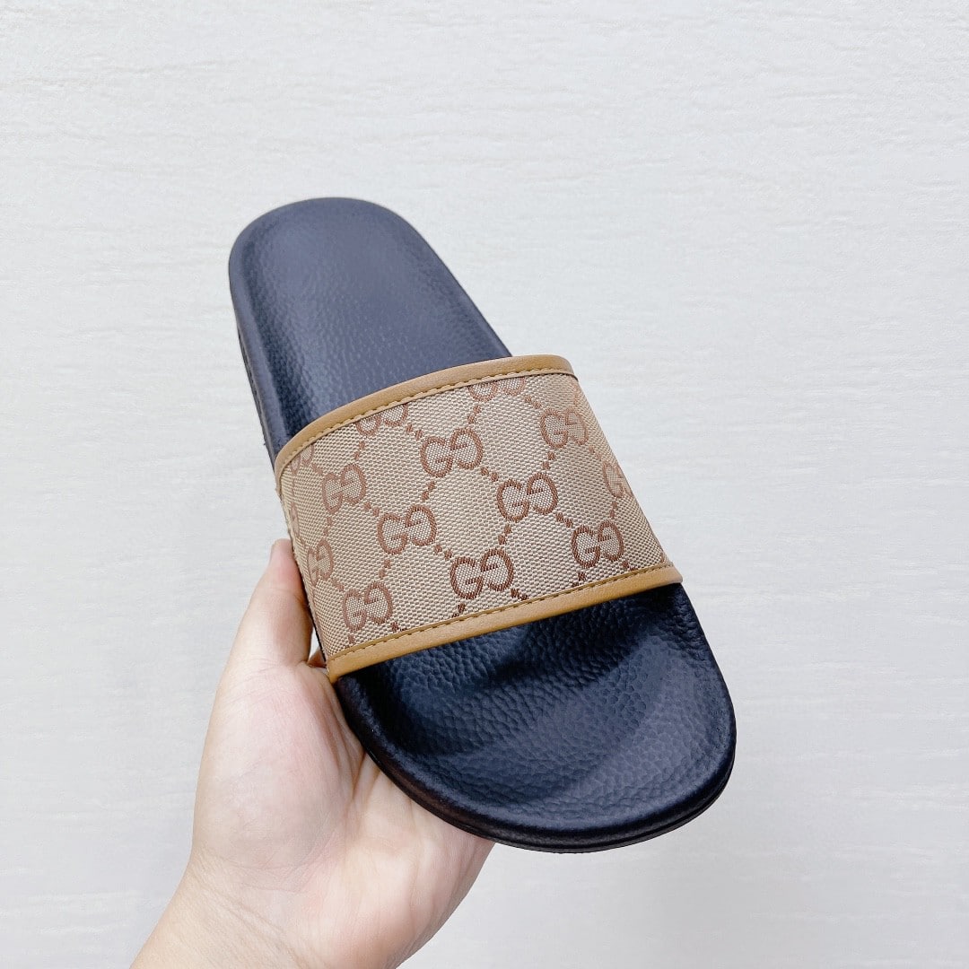 (1:1 replica) Gucci Women s GG Slide Sandal Black And Brown For Women 407345