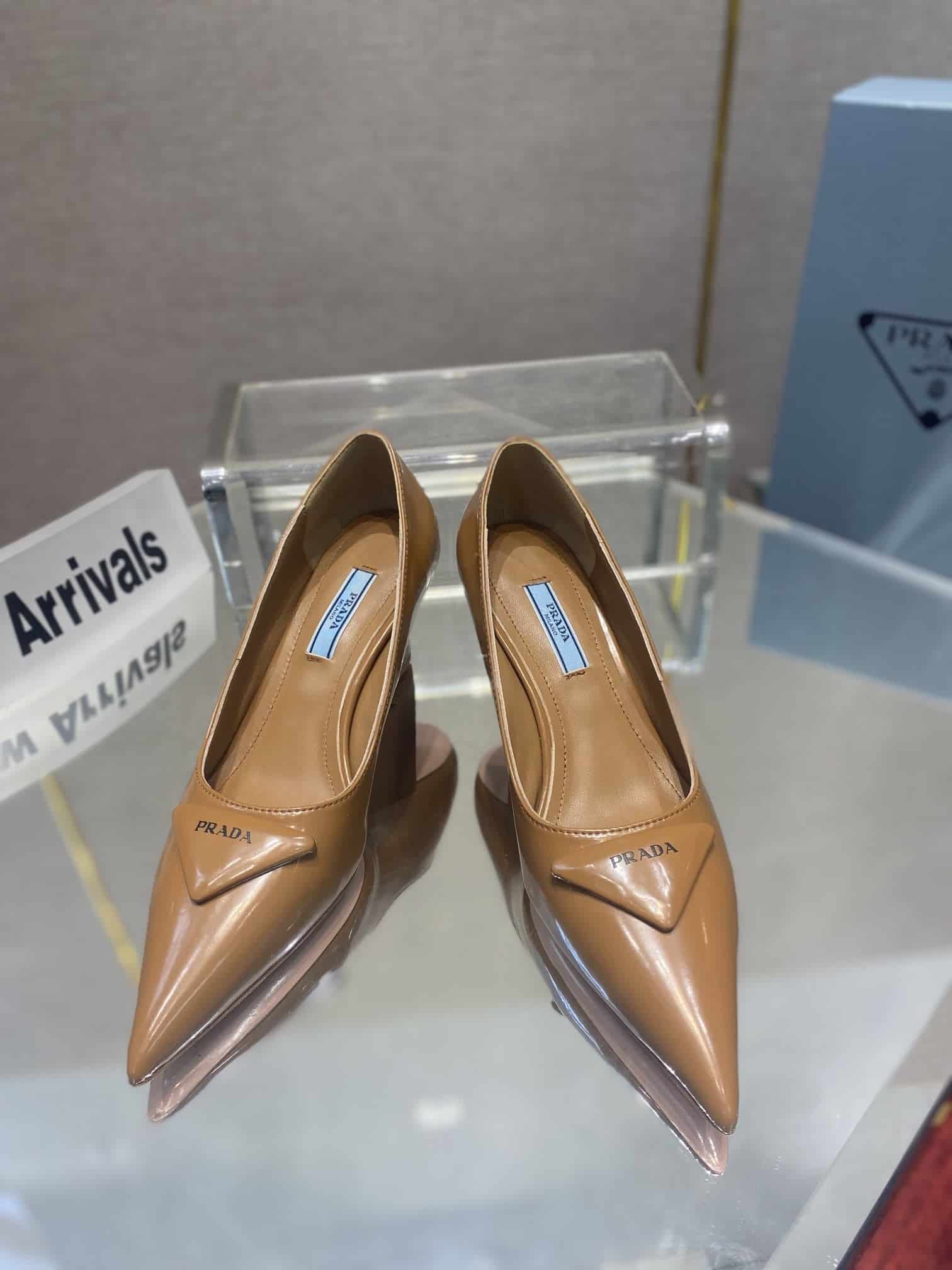 (1:1 replica) Prada Brushed Pumps Brown For Women 2.6in/65mm PRD