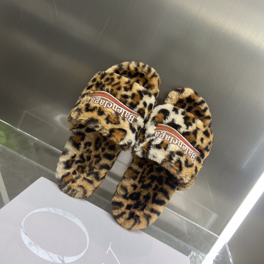 (1:1 replica) Balenciaga Furry Slide Brown For Women