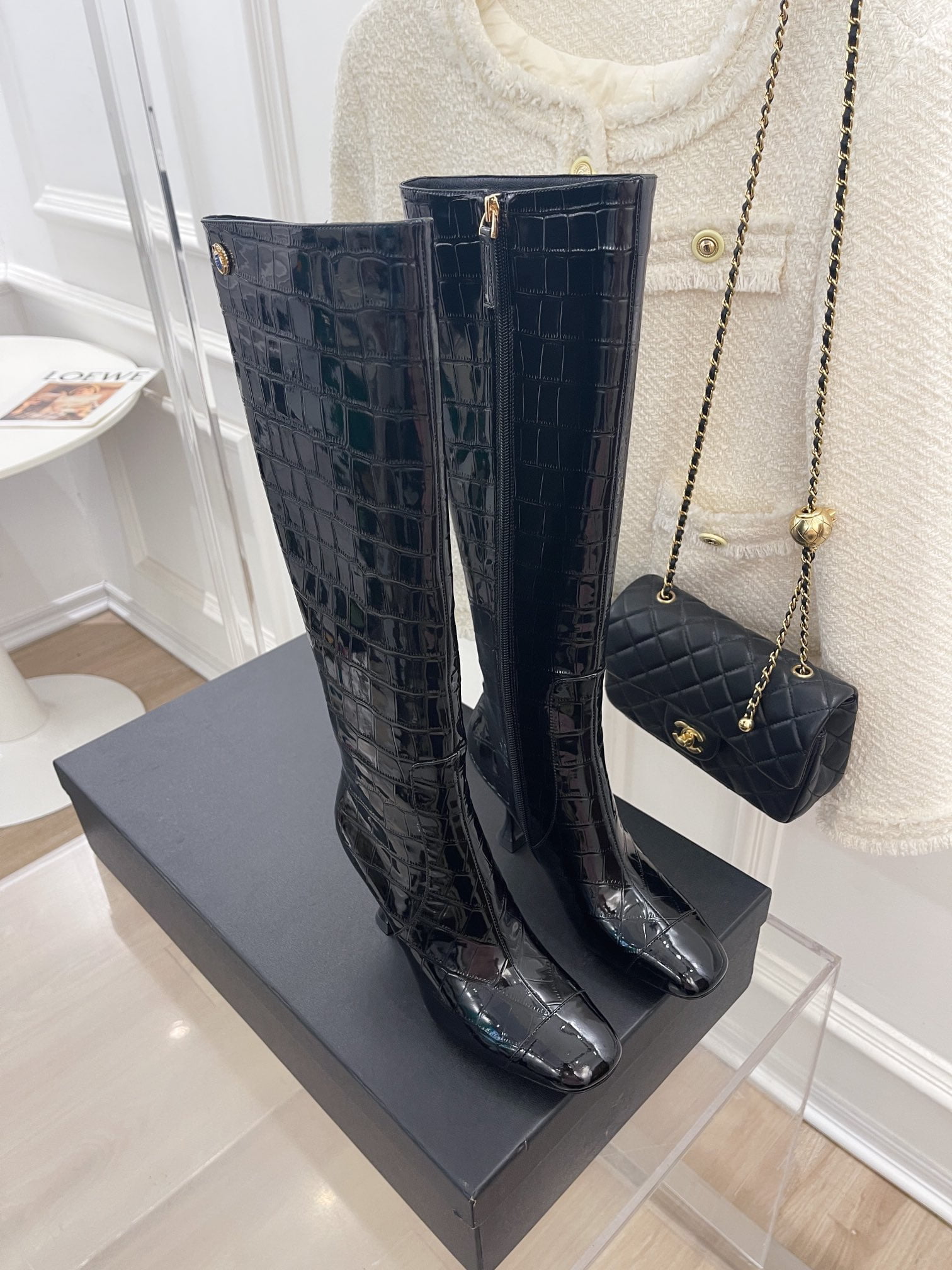 (1:1 replica) Chanel Women s High Boot Black For Women 20.1in/51cm