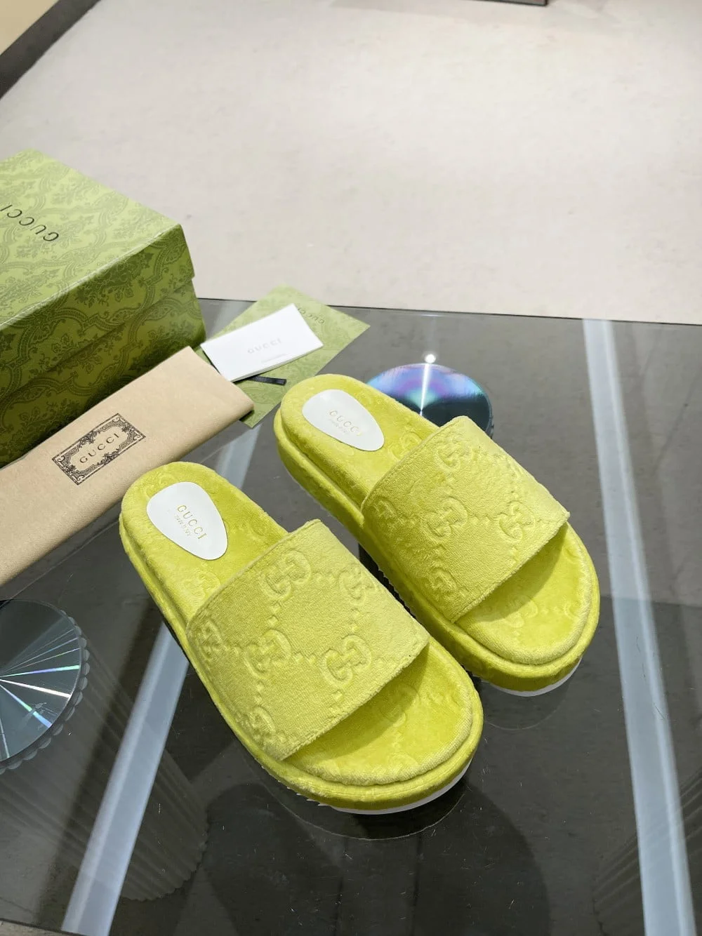 (1:1 replica) Gucci Women s GG Platform Sandal Yellow For Women GG