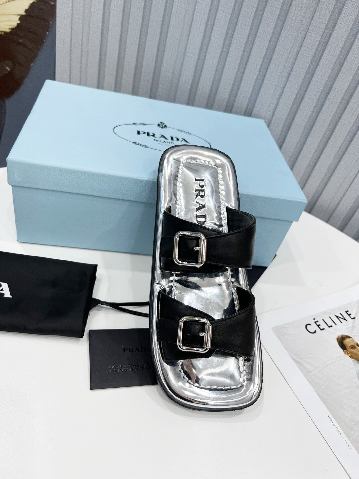(1:1 replica) Prada Sandals Black For Women 0.8in/20mm PRD 1XX628_248_F0632_F_020