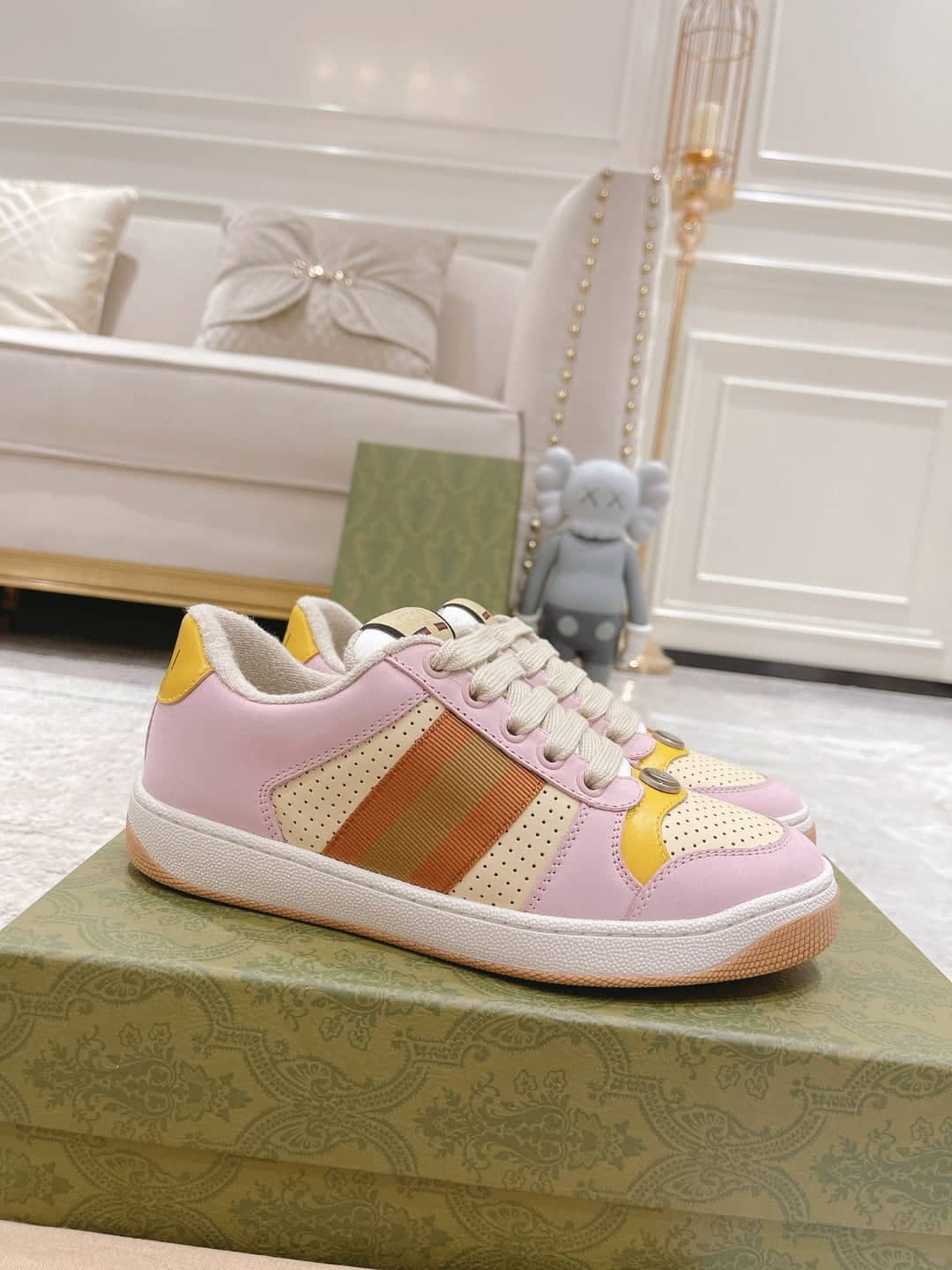 (1:1 replica) Gucci Lovelight Screener Sneaker Pale Pink For Women GG Shoes 708295 0YIA0 6960