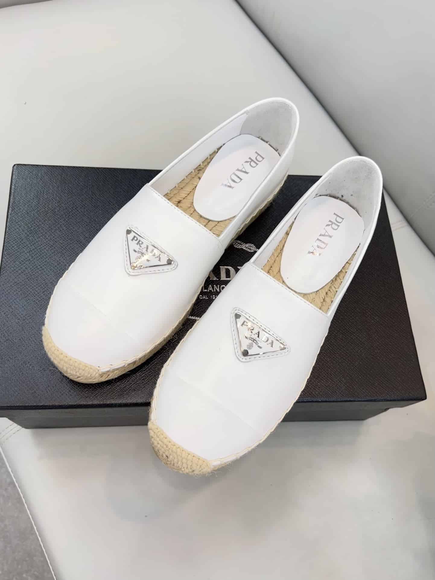(1:1 replica) Prada Nappa Espadrillas White For Women 0.8in/20mm PRD