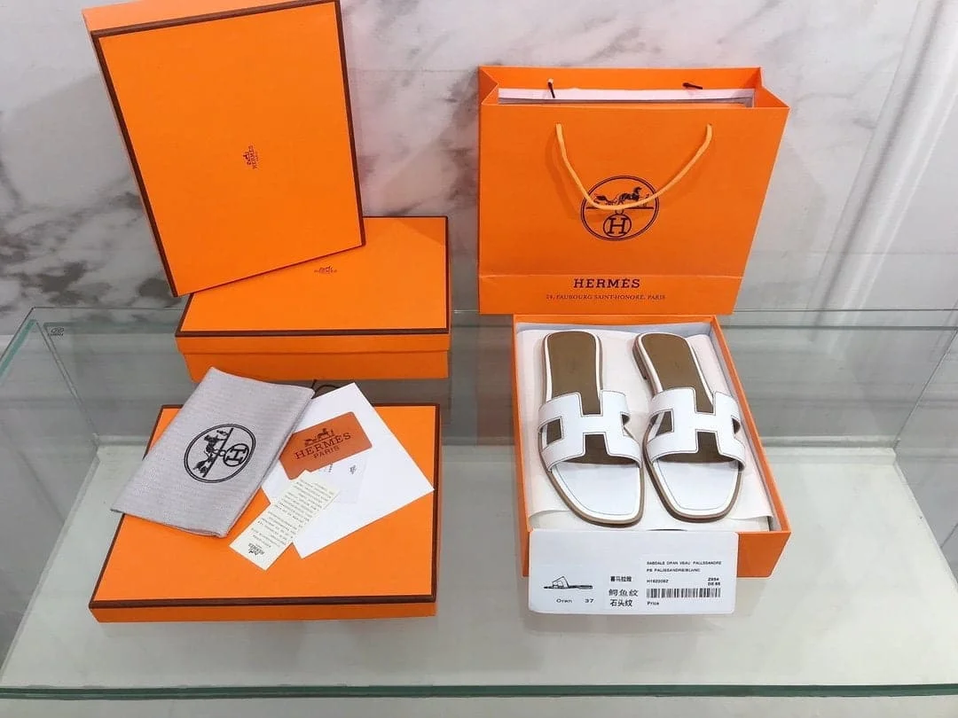 (1:1 replica) Hermes Oran Sandal White For Women, Women s Shoes H021056Z