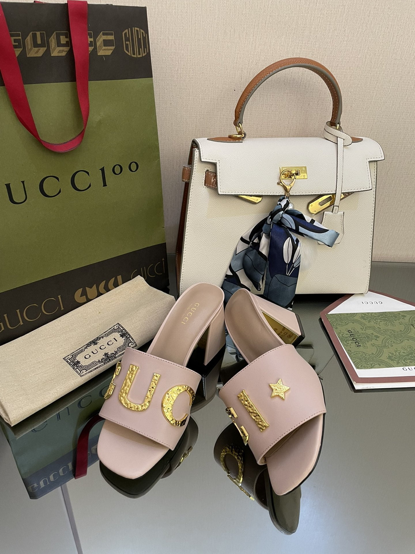 (1:1 replica) Gucci Women s Gucci Slide Sandal Light Pink For Women GG