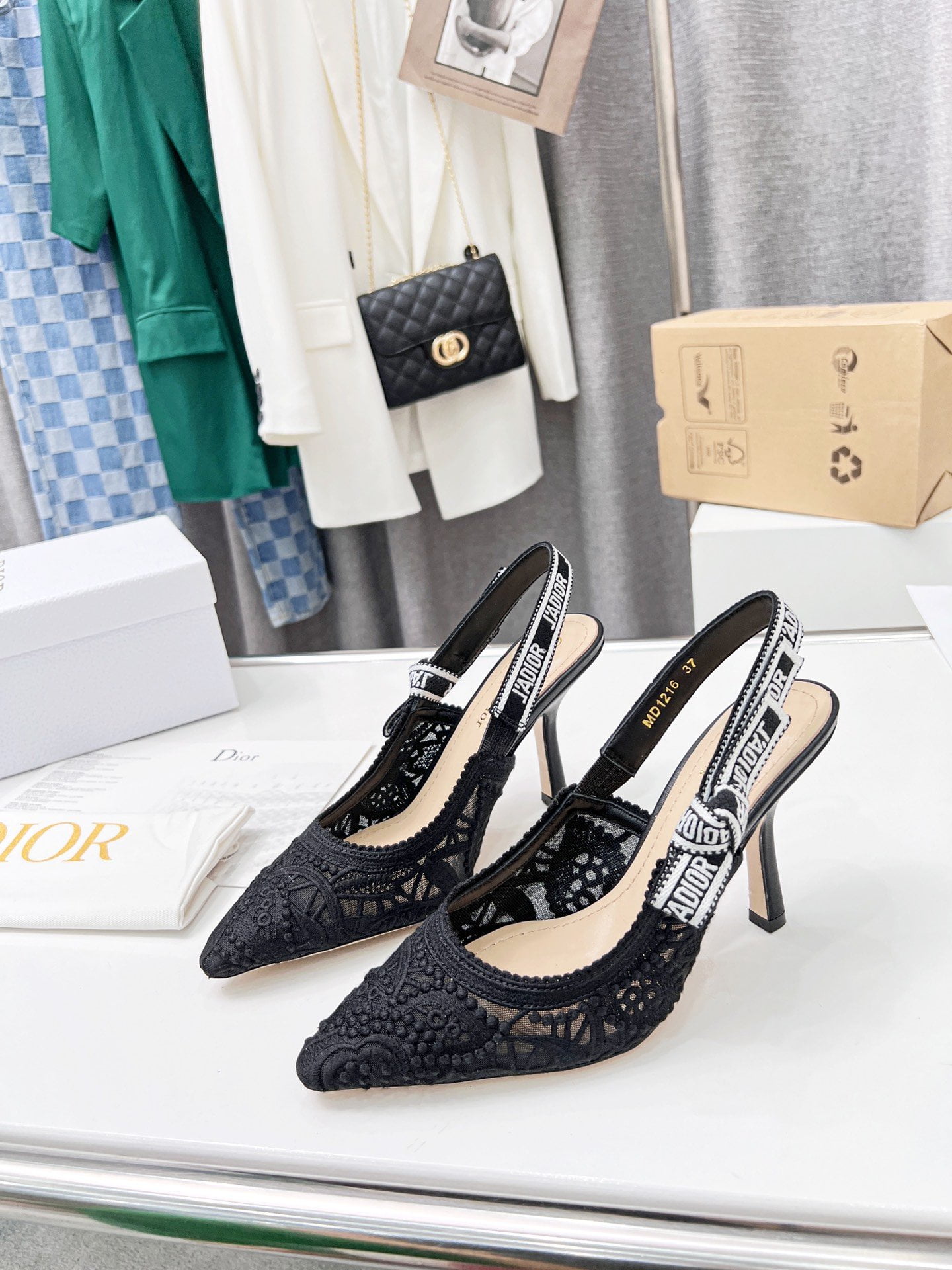 (1:1 replica) Christian Dior Women s J Adior Slingback Pump Black For Women CD KCP945MCM_S900