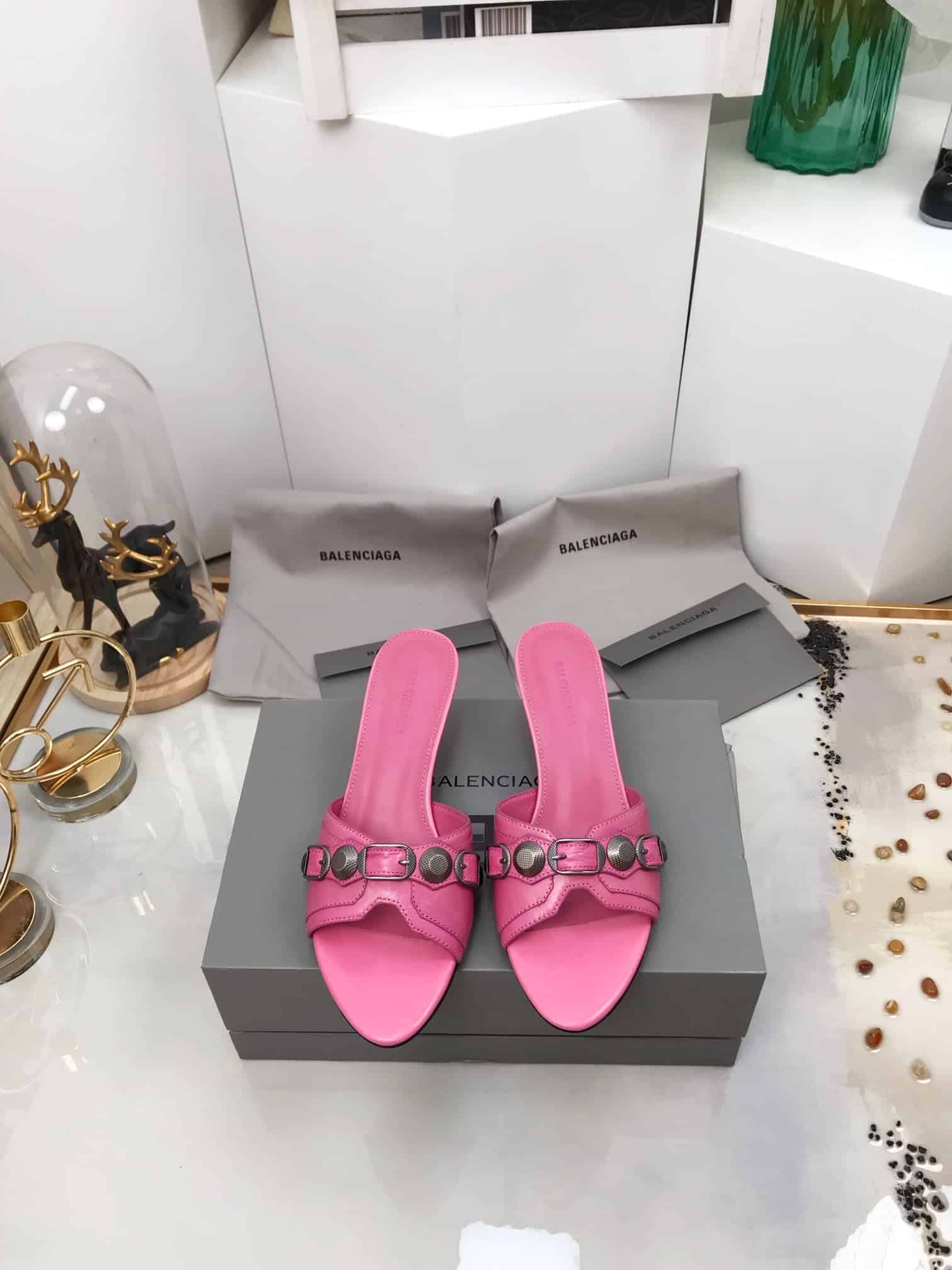 (1:1 replica) Balenciaga Cagole Sandal Pink For Women