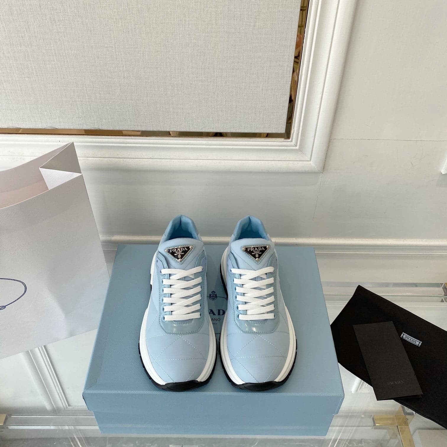 (1:1 replica) Prada Prax 01 Nylon Sneakers Blue For Women PRD