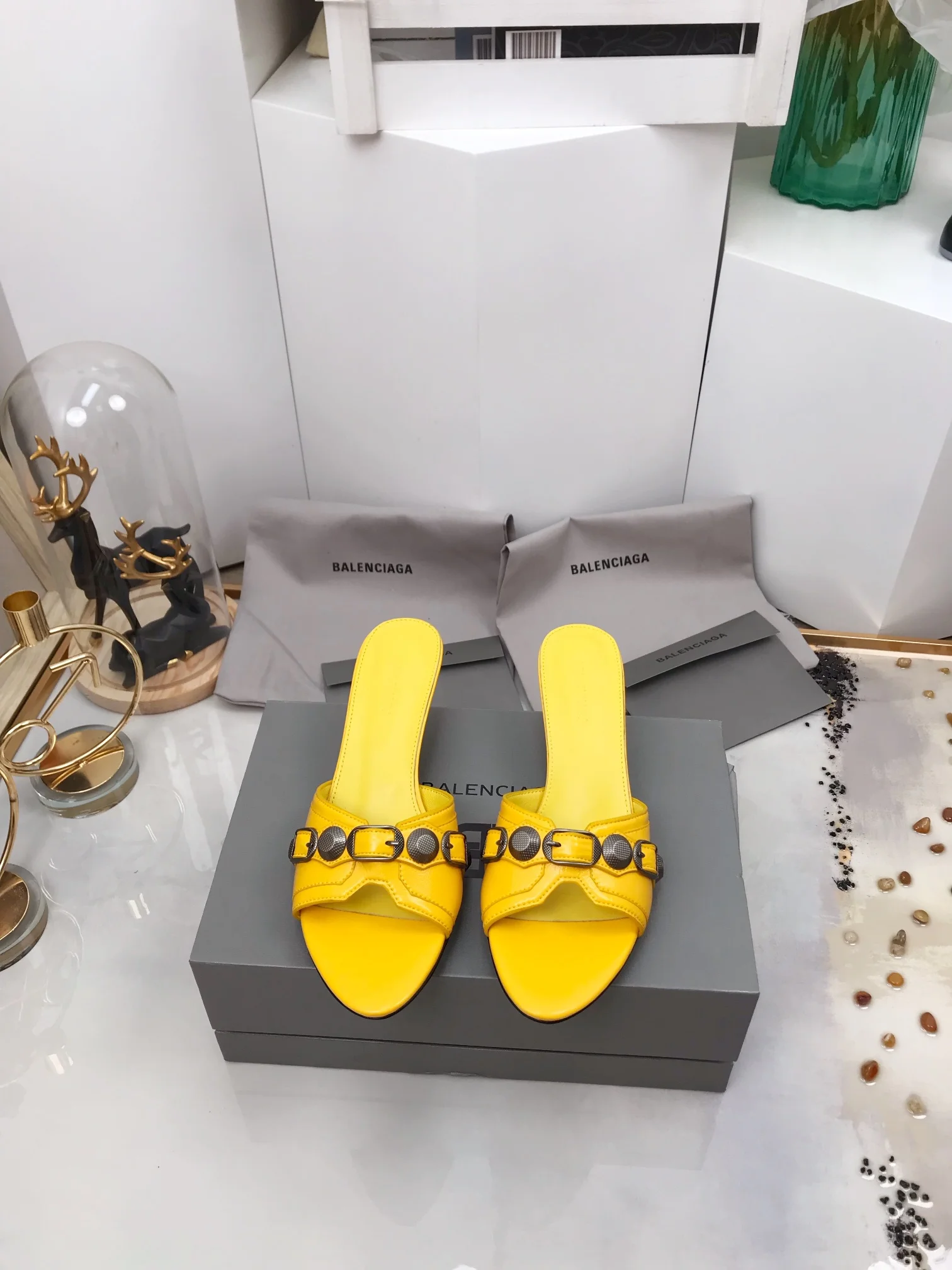 (1:1 replica) Balenciaga Cagole Sandal Yellow For Women