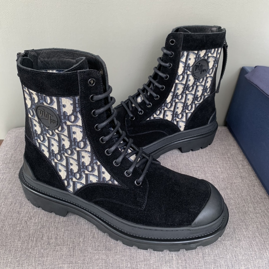 (1:1 replica) Christian Dior Women s Dior With Oblique Jacquard Ankle Boot Black For Women CD