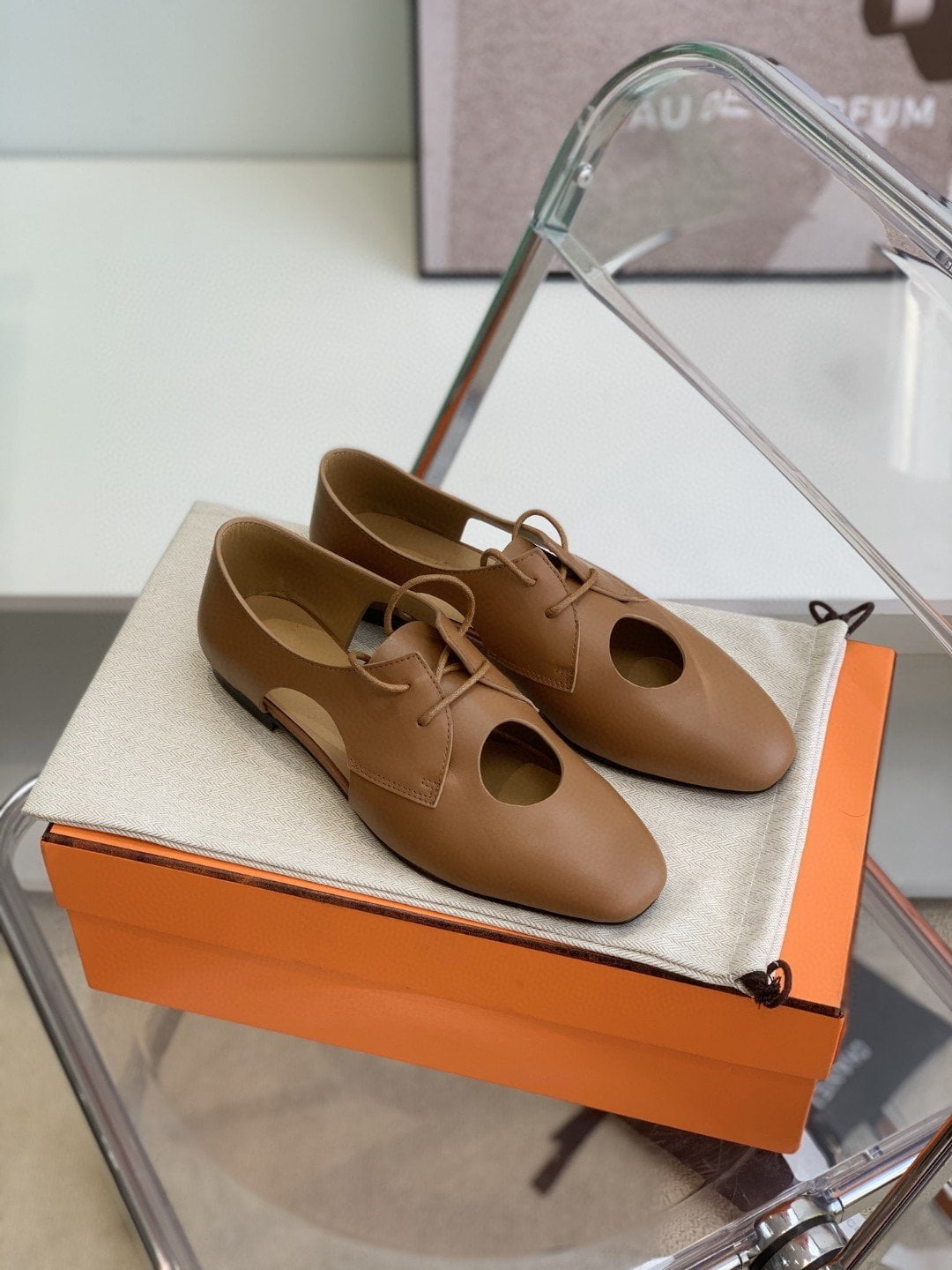 (1:1 replica) Hermes Epoca Oxford Shoe Brown For Women, Women s Shoes H221024Z