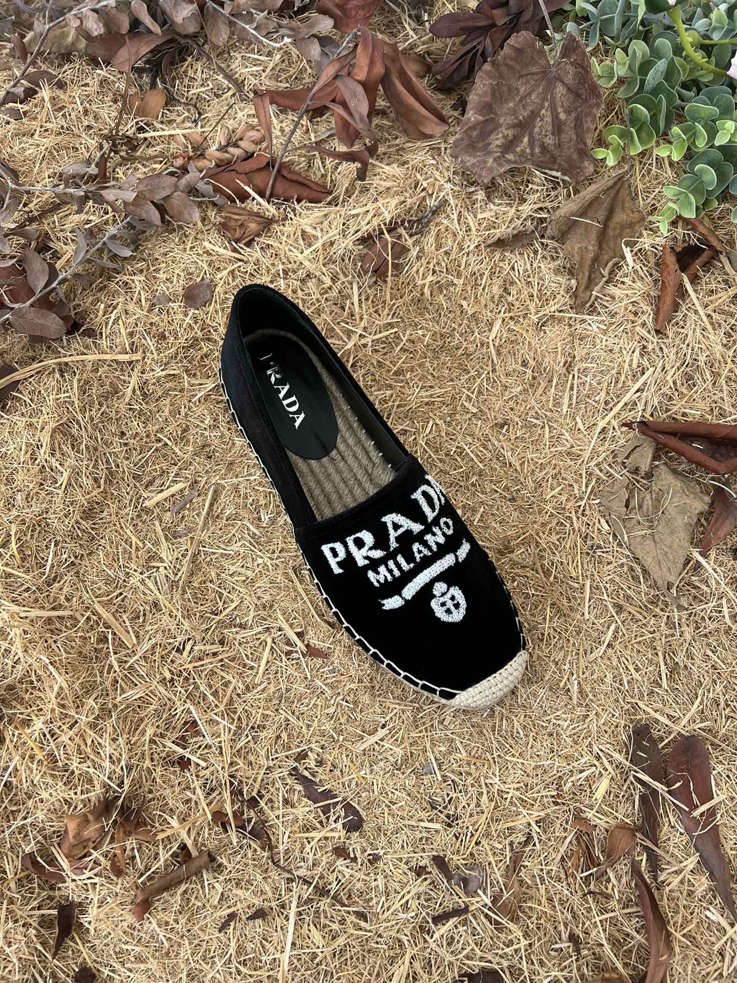 (1:1 replica) Prada Espadrillas In Velluto Black For Women 0.8in/20mm PRD P00618374