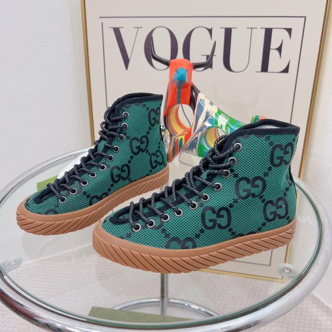(1:1 replica) Gucci Women s High-Top Maxi GG Sneaker Grey For Women GG