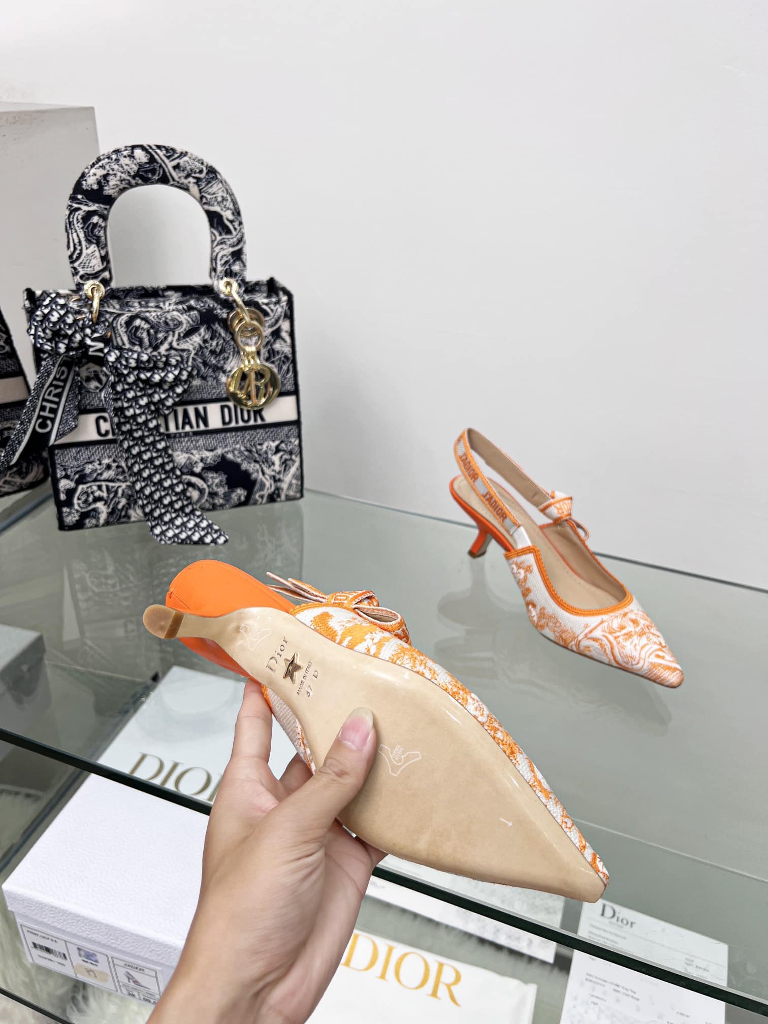 (1:1 replica) Christian Dior Women s J Adior Slingback Pump Orange For Women CD 2.5in/6.5 cm