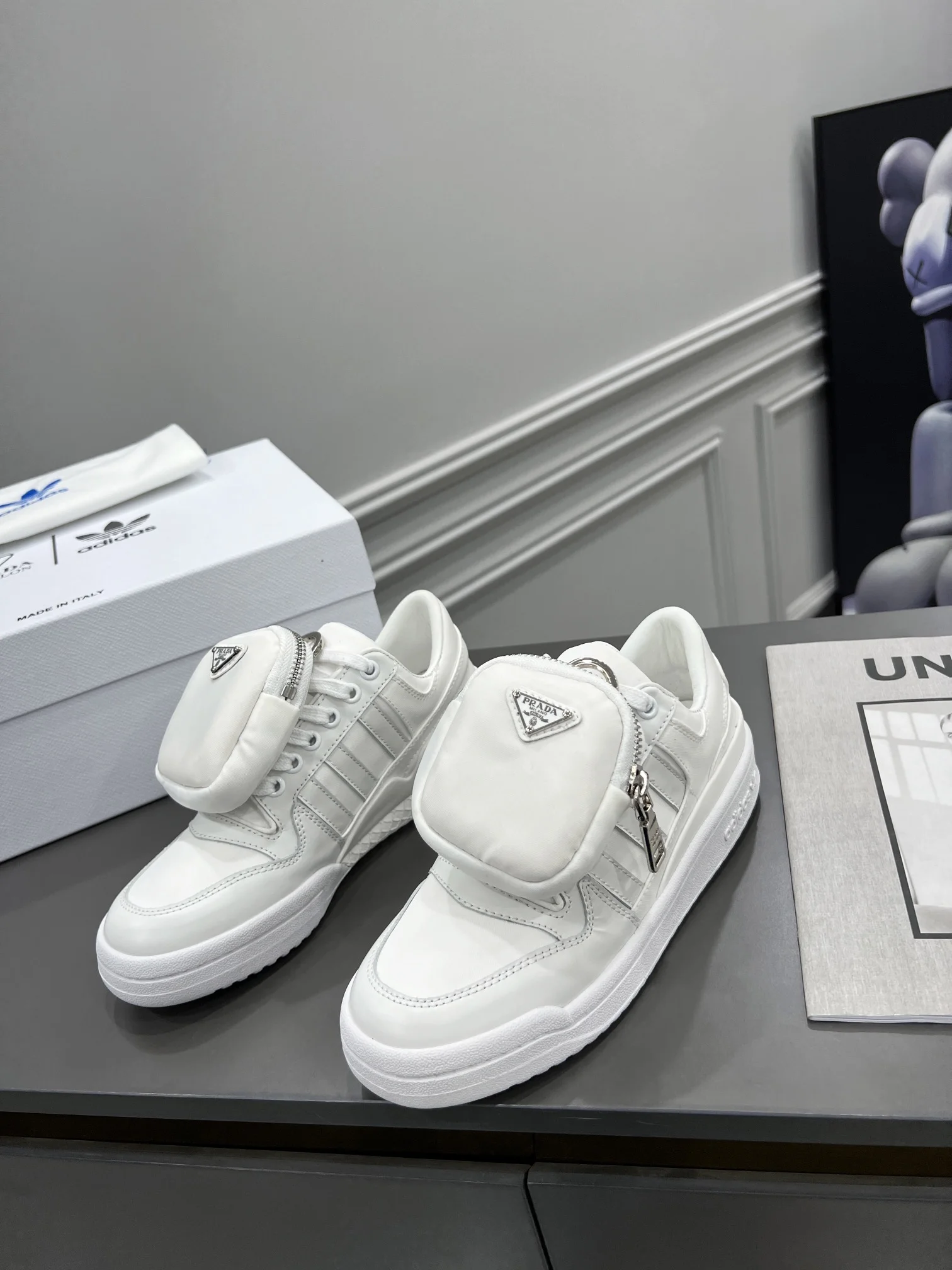 (1:1 replica) Prada Adidas For Prada Re-Nylon Forum Sneakers White For Women 1.6in/40mm PRD 2EG390_3LJX_F01CD