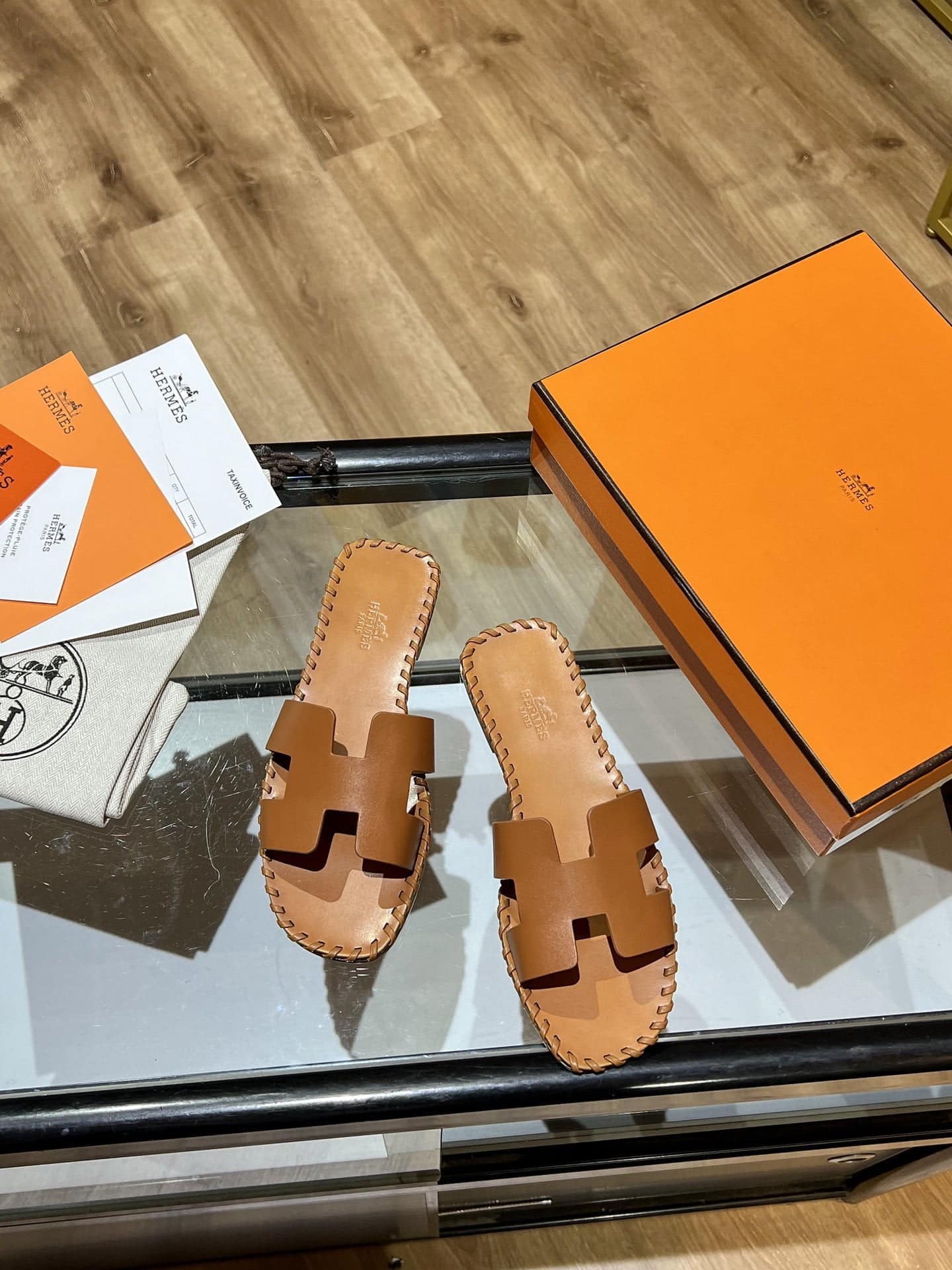 (1:1 replica) Hermes Oran Sandal Brown For Women, Women s Shoes H221110Z