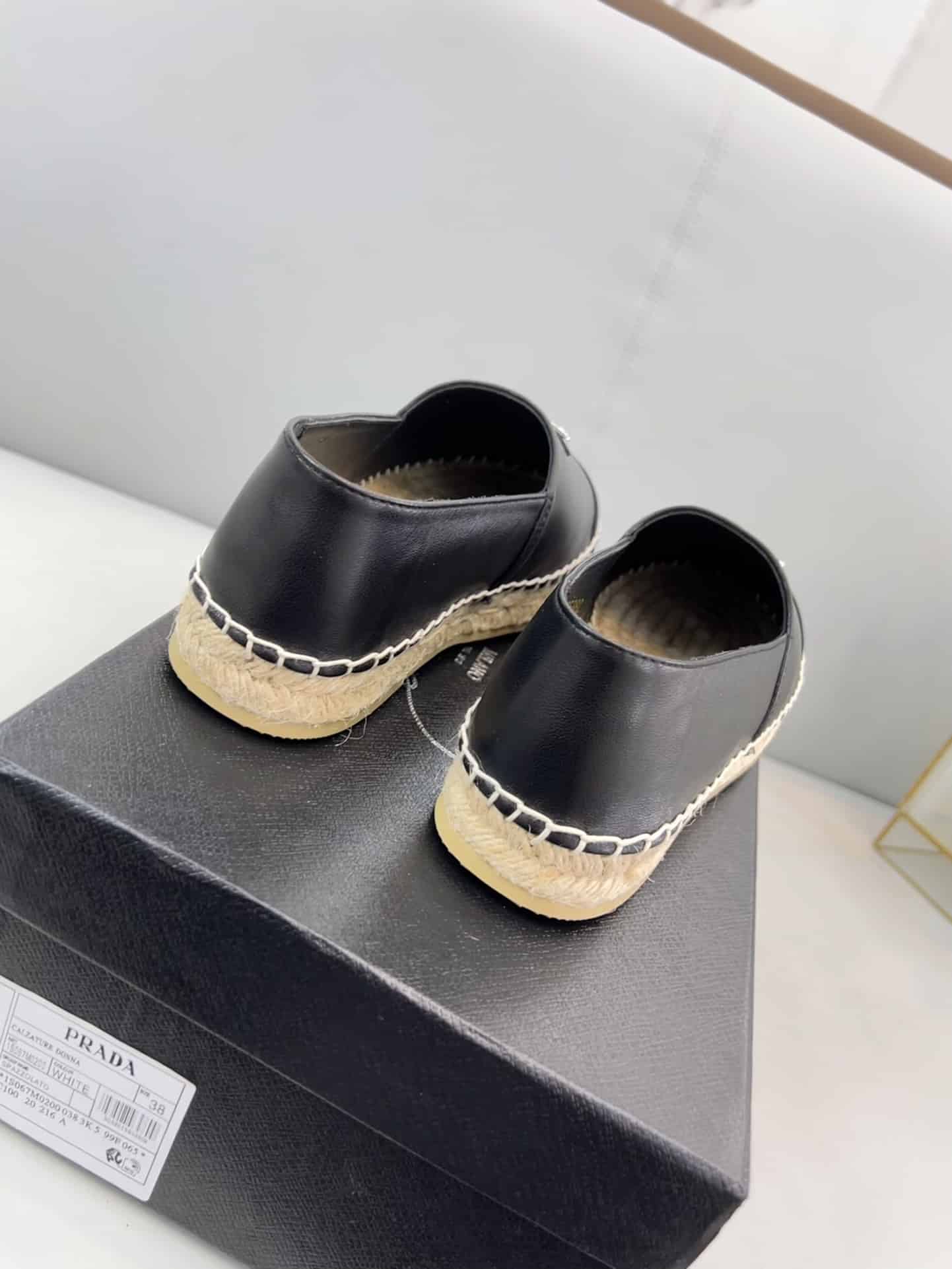 (1:1 replica) Prada Nappa Espadrillas Black For Women 0.8in/20mm PRD