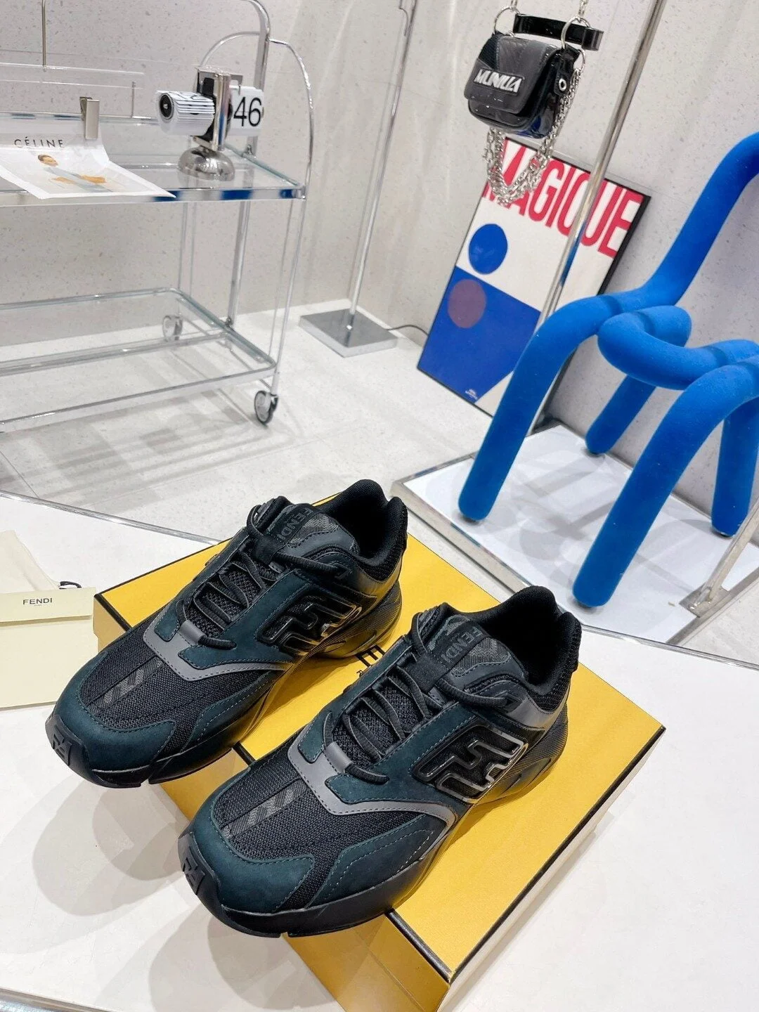(1:1 replica) Fendi Nubuck Faster Dark Blue For Women