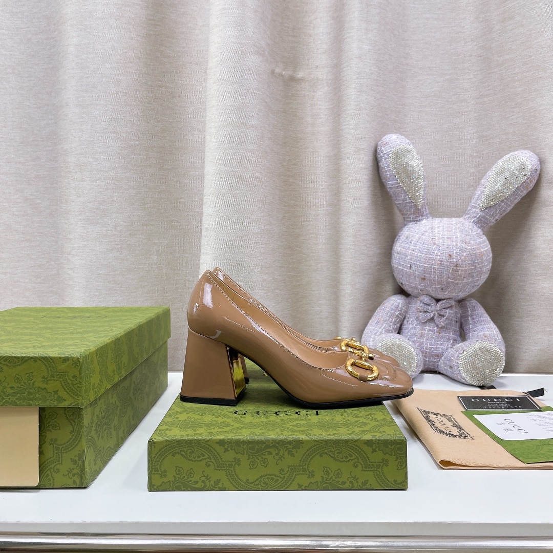 (1:1 replica) Gucci Women s Mid-Heel Ballet With Horsebit Jade Green For Women GG